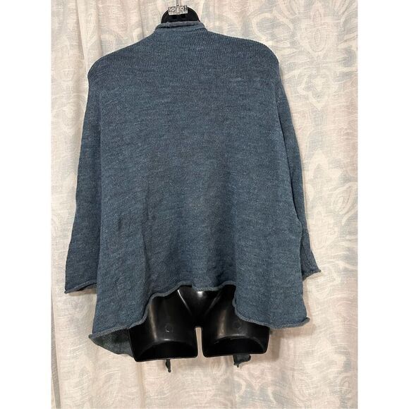 Beautiful EILEEN FISHER Linen blend Stretch Simple Cardigan In Midnight Sz large - Picture 3 of 7